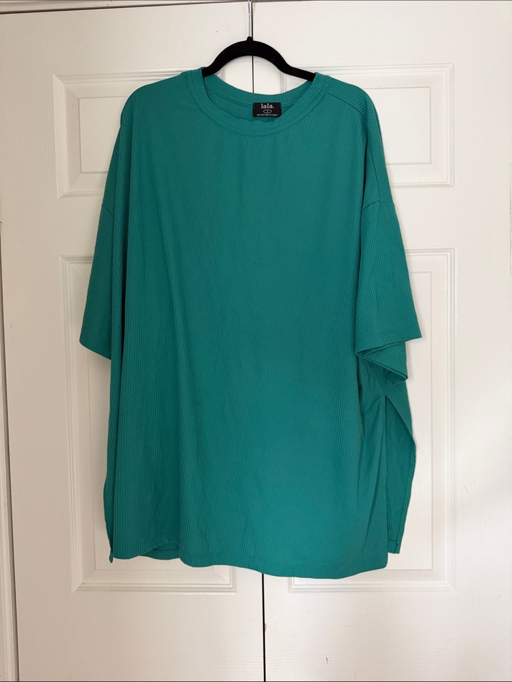Dressed in LALA Teal Ribbed Tunic Top